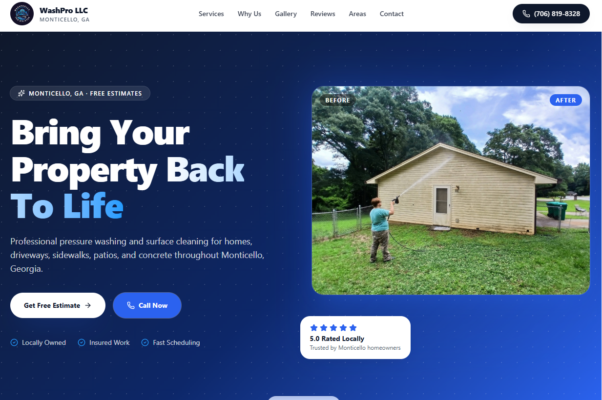 WashPro LLC website preview