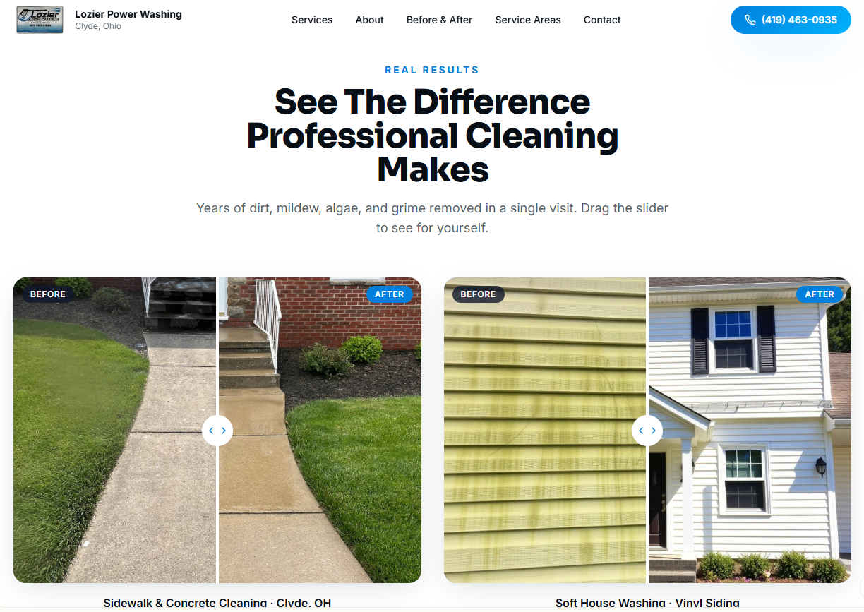 Lozier Power Washing website preview